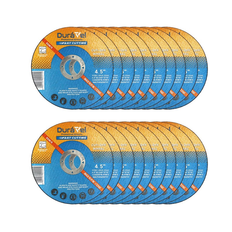 Duravel Professional Cut Off Wheel - 4.5" (Fast Cutting) - Thin Cutting Wheel for Angle Grinder & Cut-Off Tools - 20 Pack - Image 1